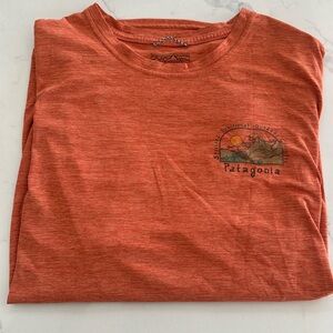 Patagonia Orange Short Sleeve Tee Casual Comfort - Calpilene Cool